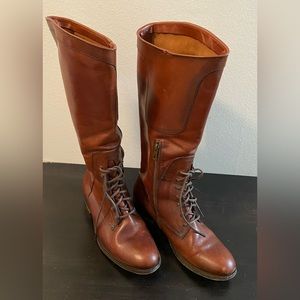 Frye Tall Lace-Up Riding Boots in Brown